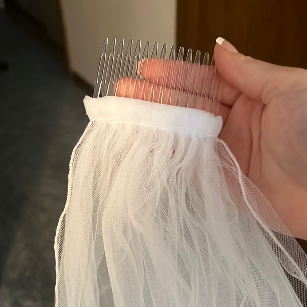 Elegant Sheer White Veil 95” long